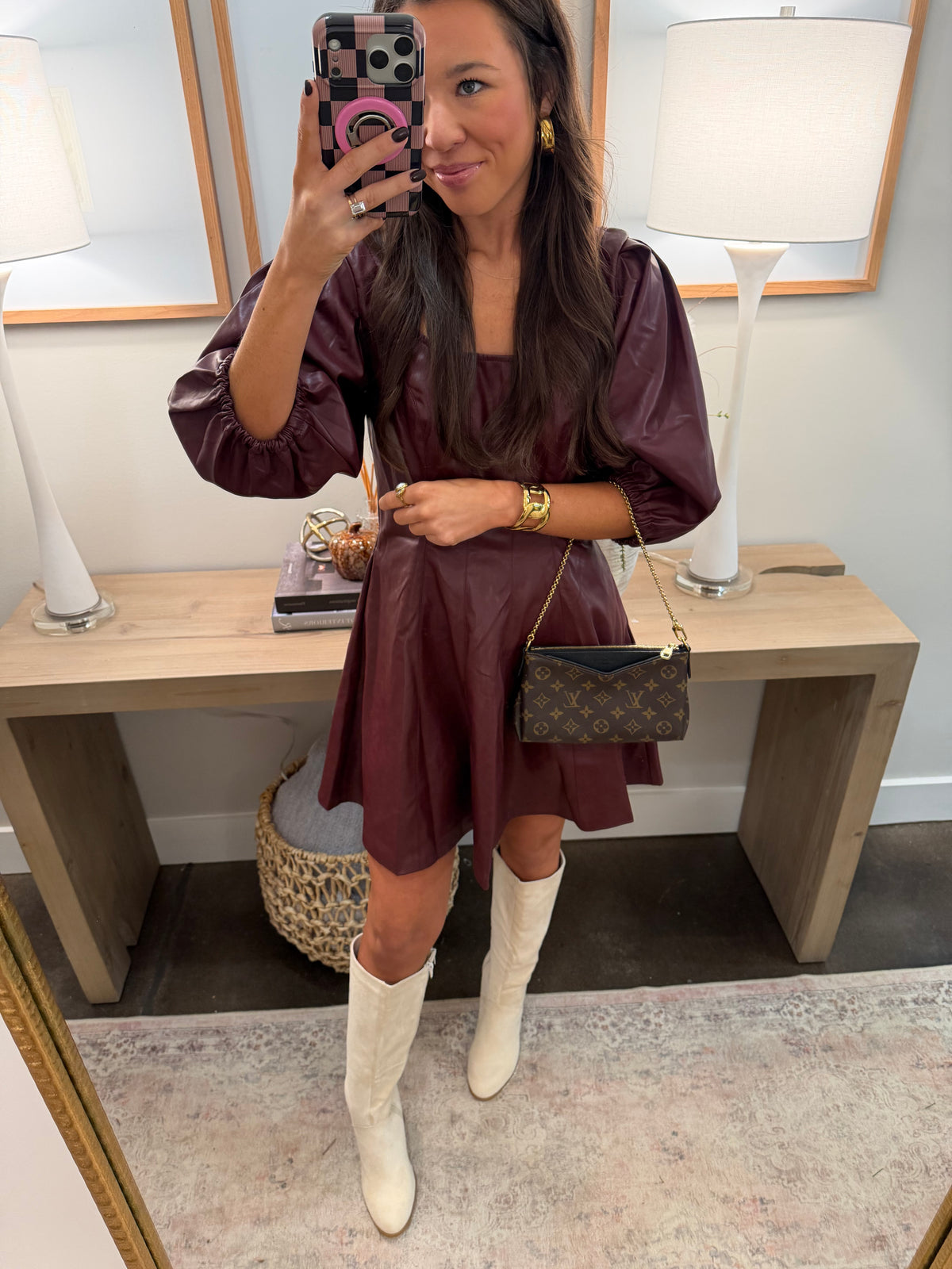 Leather Maroon Dress