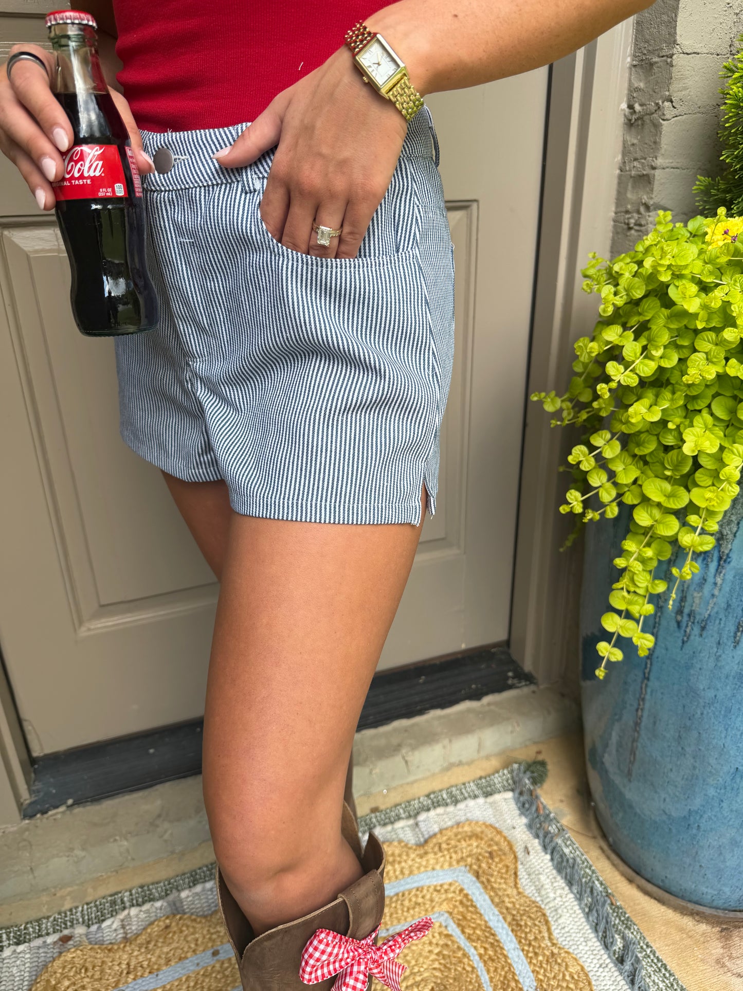 Blue Striped American Shorts