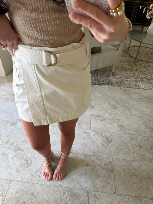 White Denim Skort