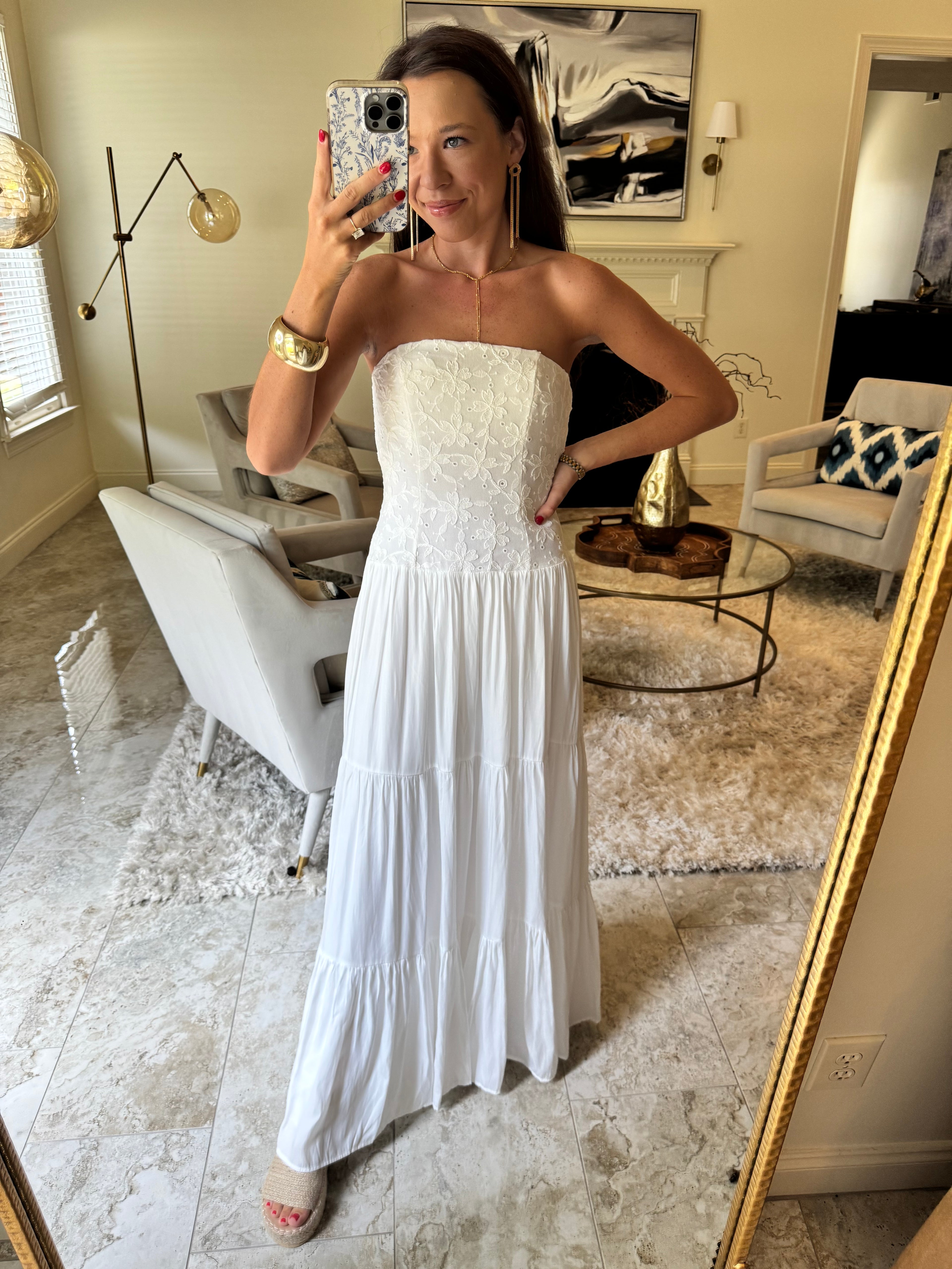 Susan Strapless White Maxi