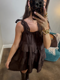 Mocha Ruffle Babydoll Dress
