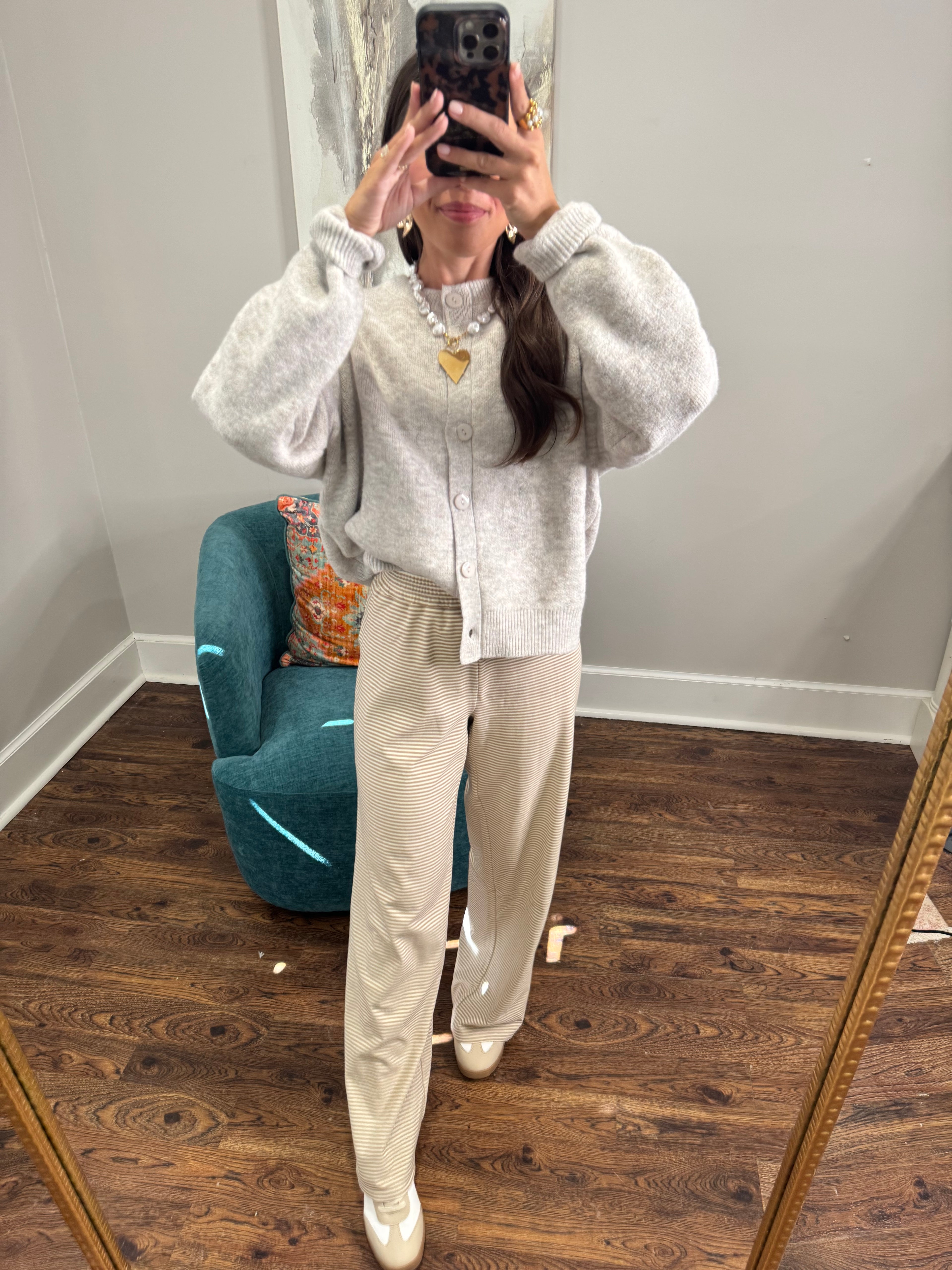 Tan Striped Lounge Pants