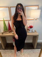 Black Bow Tie Midi Dress