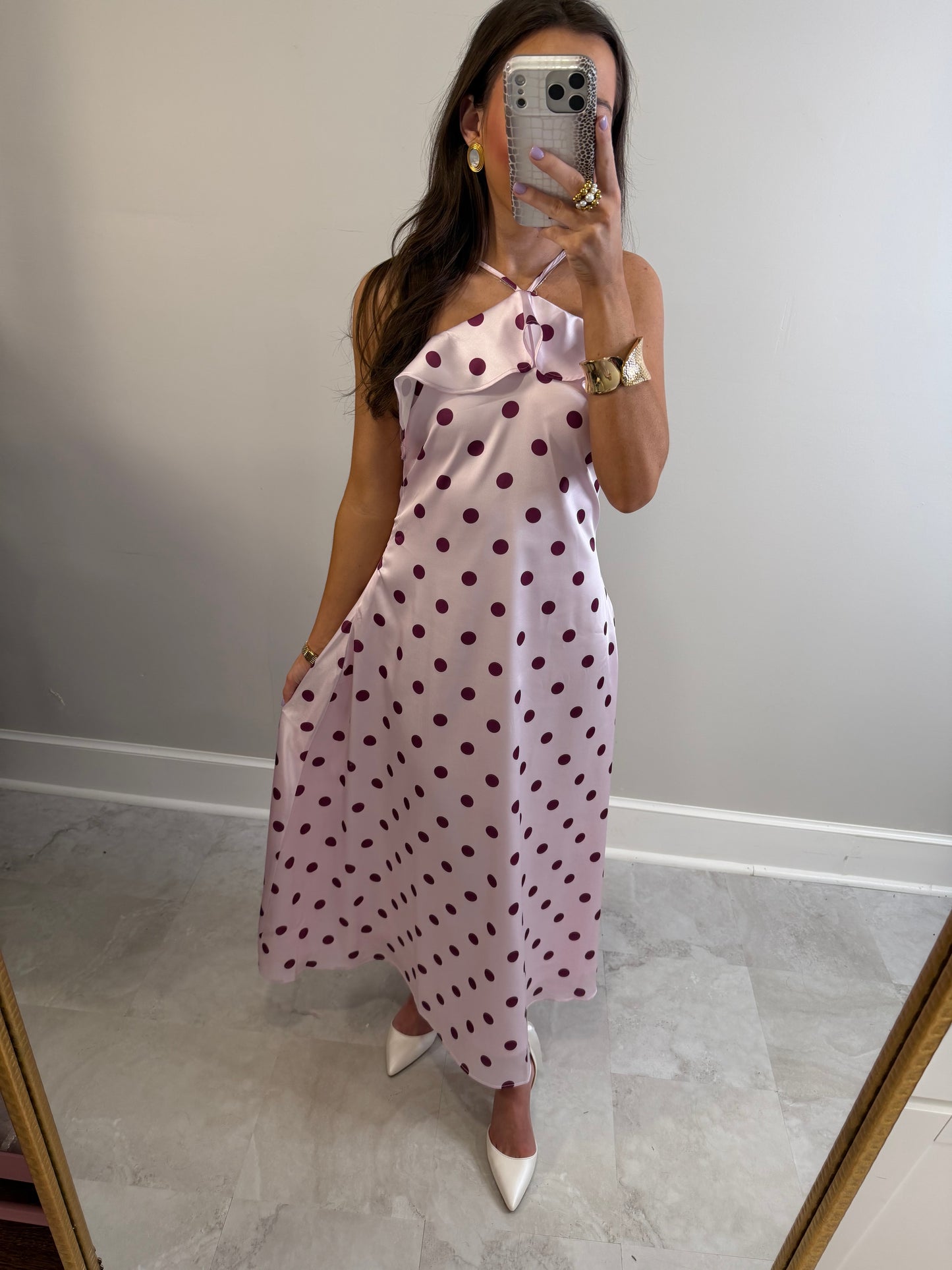 Satin Polka Dot Dress