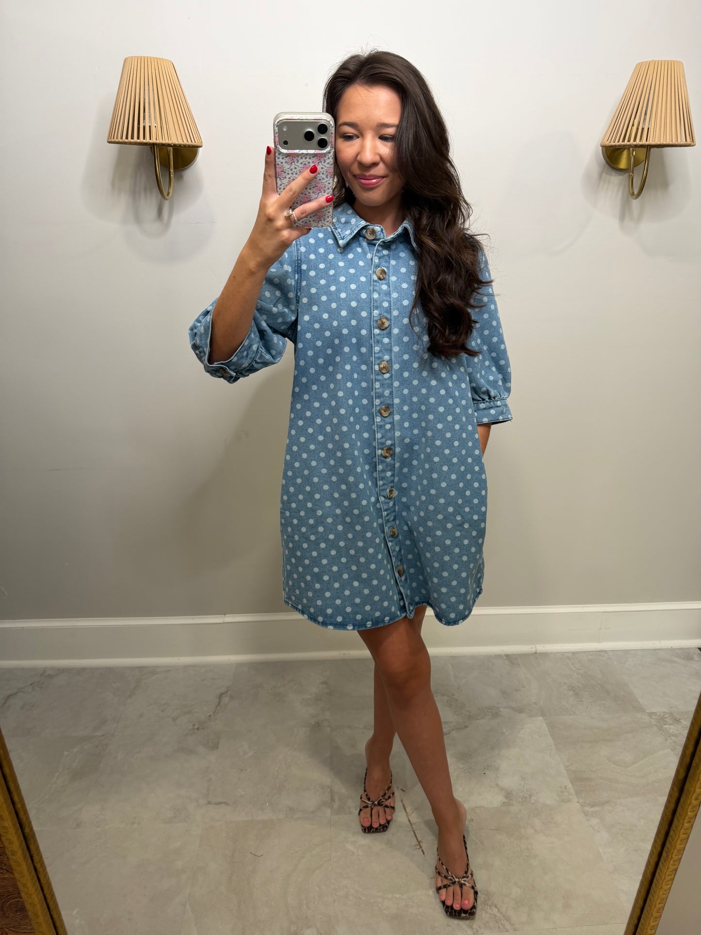 Polka Dot Denim Dress