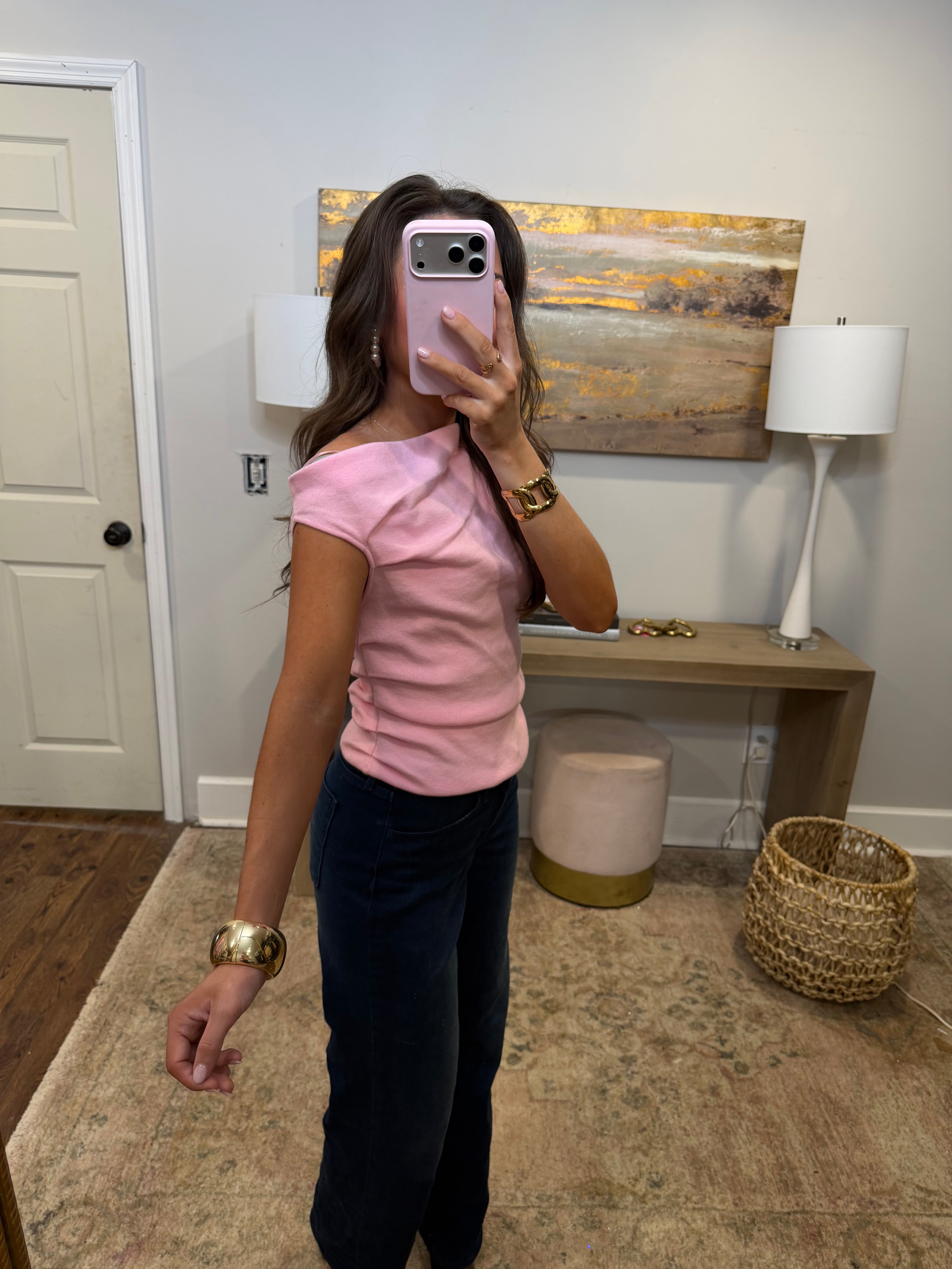 Pink Off the Shoulder Top