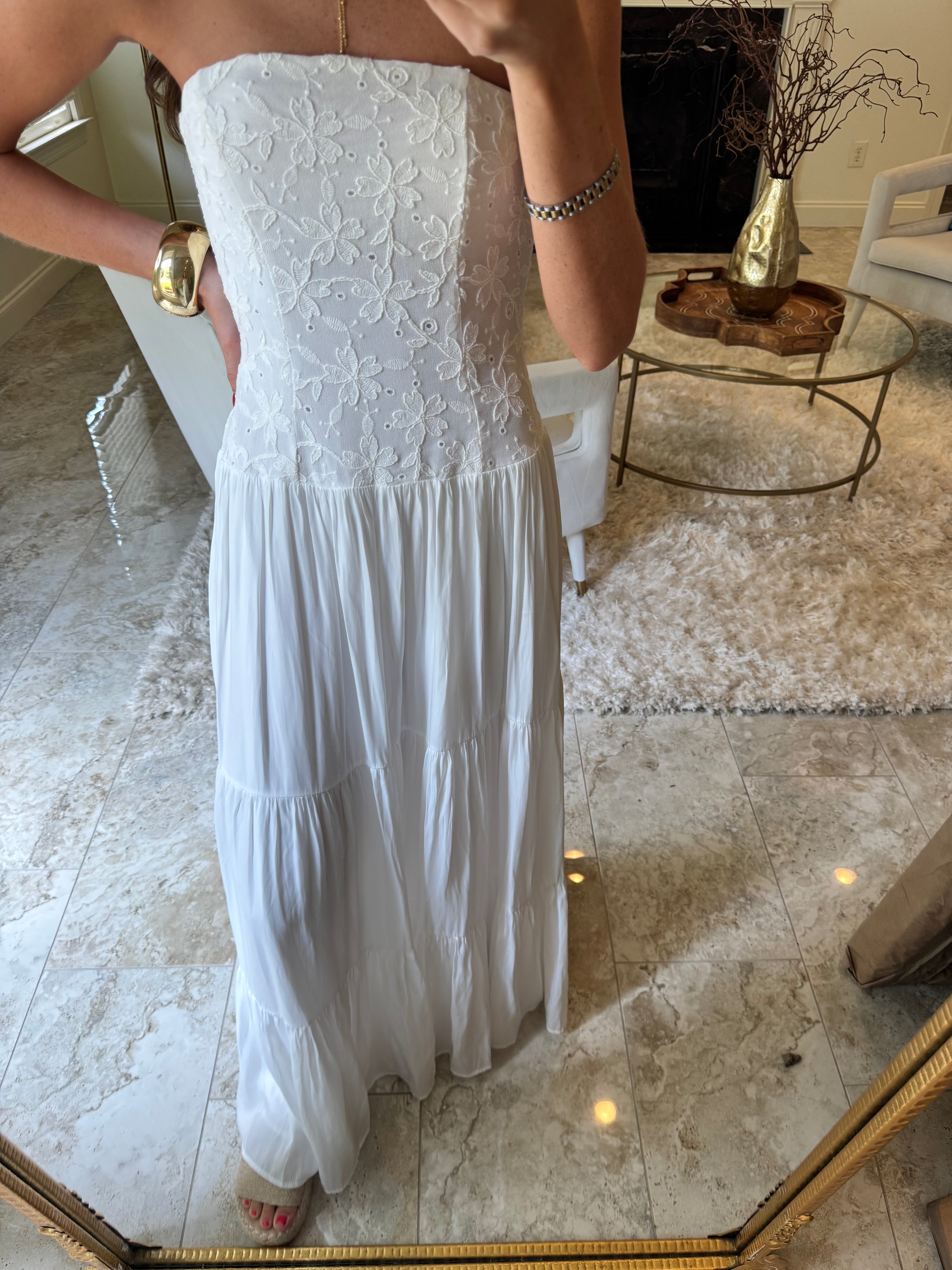 Susan Strapless White Maxi
