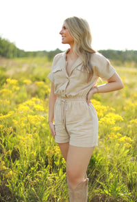 Tan MJ Romper (Final Sale)