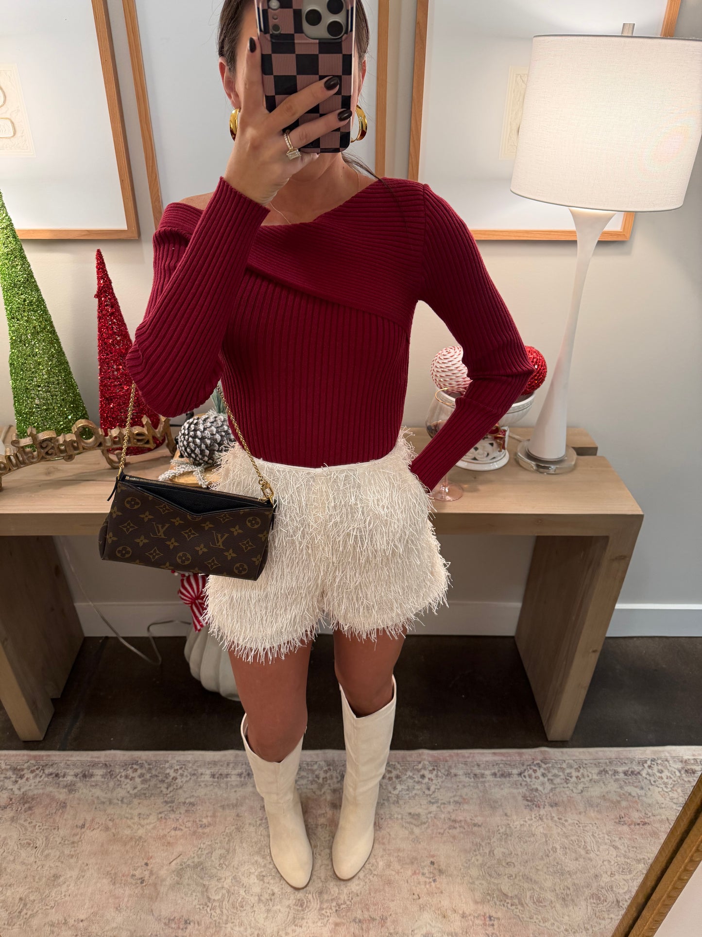Red Ribbed Top