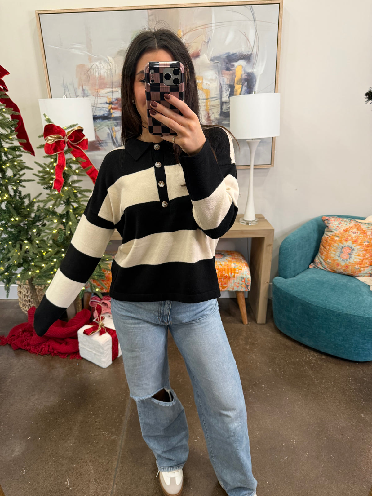 Black and White Striped Sweater