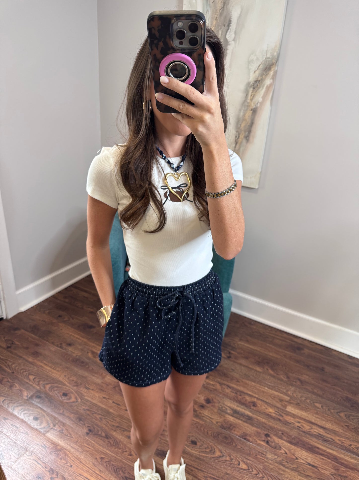 Blue Bow Football Tee