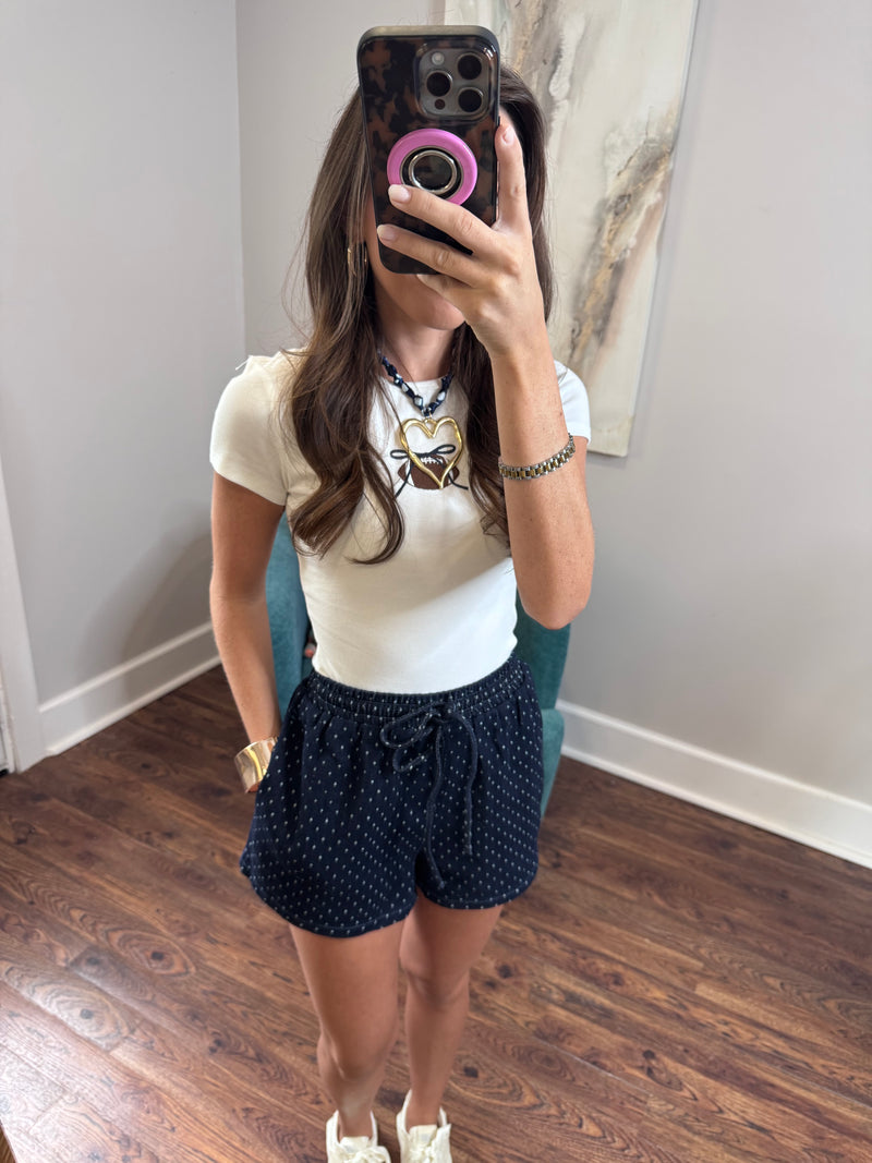 Blue Bow Football Tee