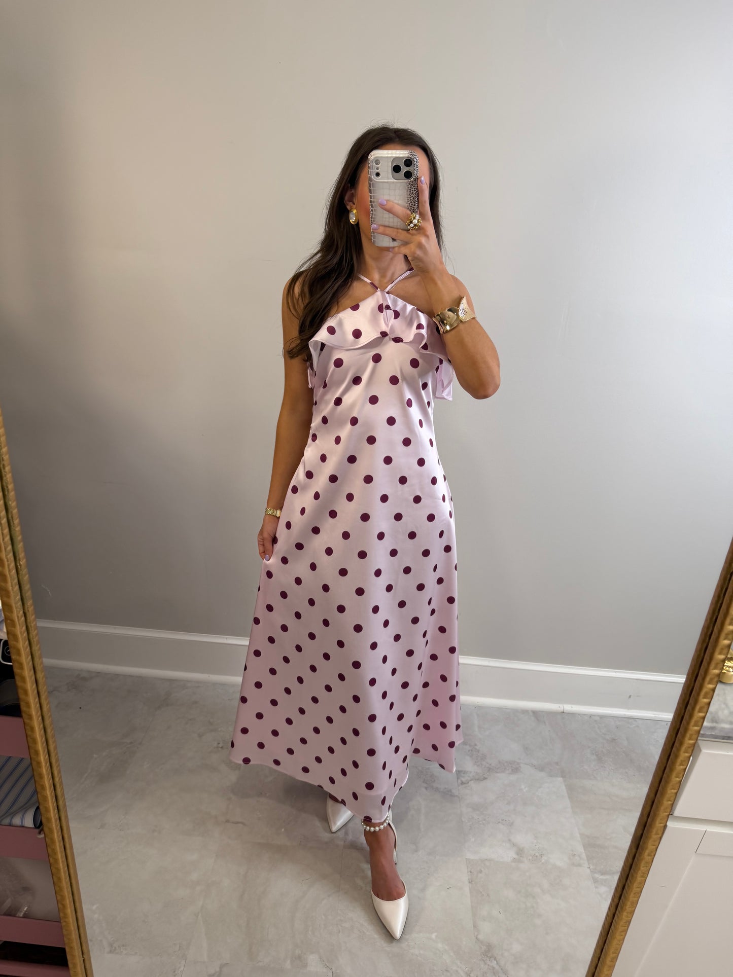 Satin Polka Dot Dress