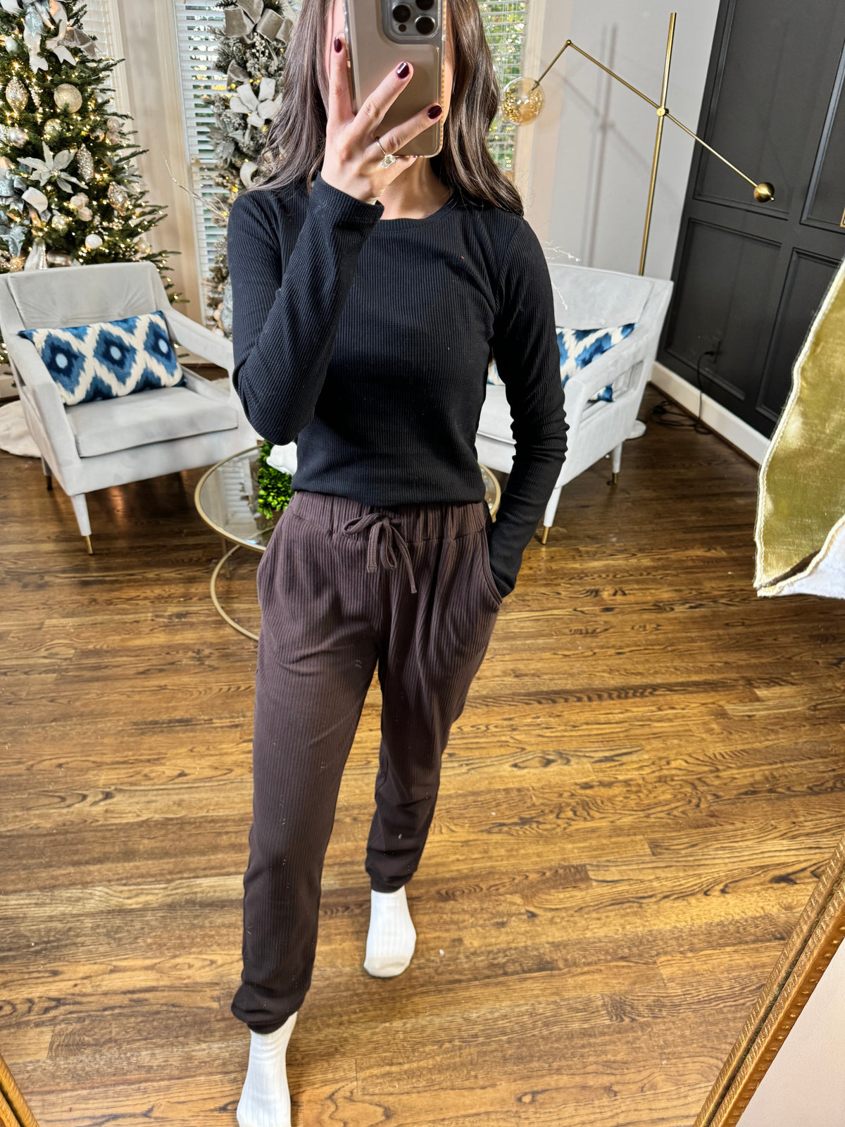 Coffee Ribbed Sweatpants