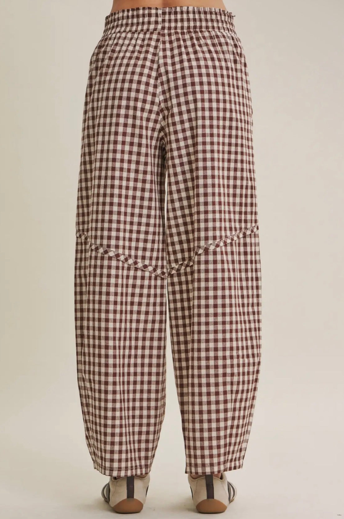 Mandy Gingham Cotton Barrel Pants