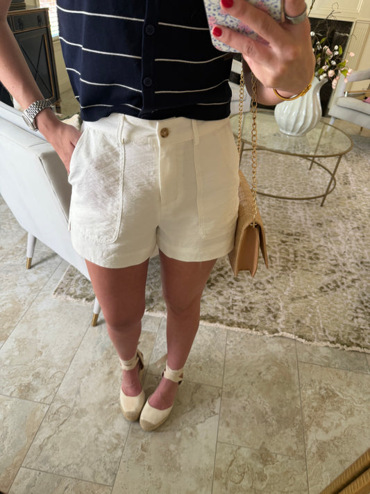 White Linen Shorts