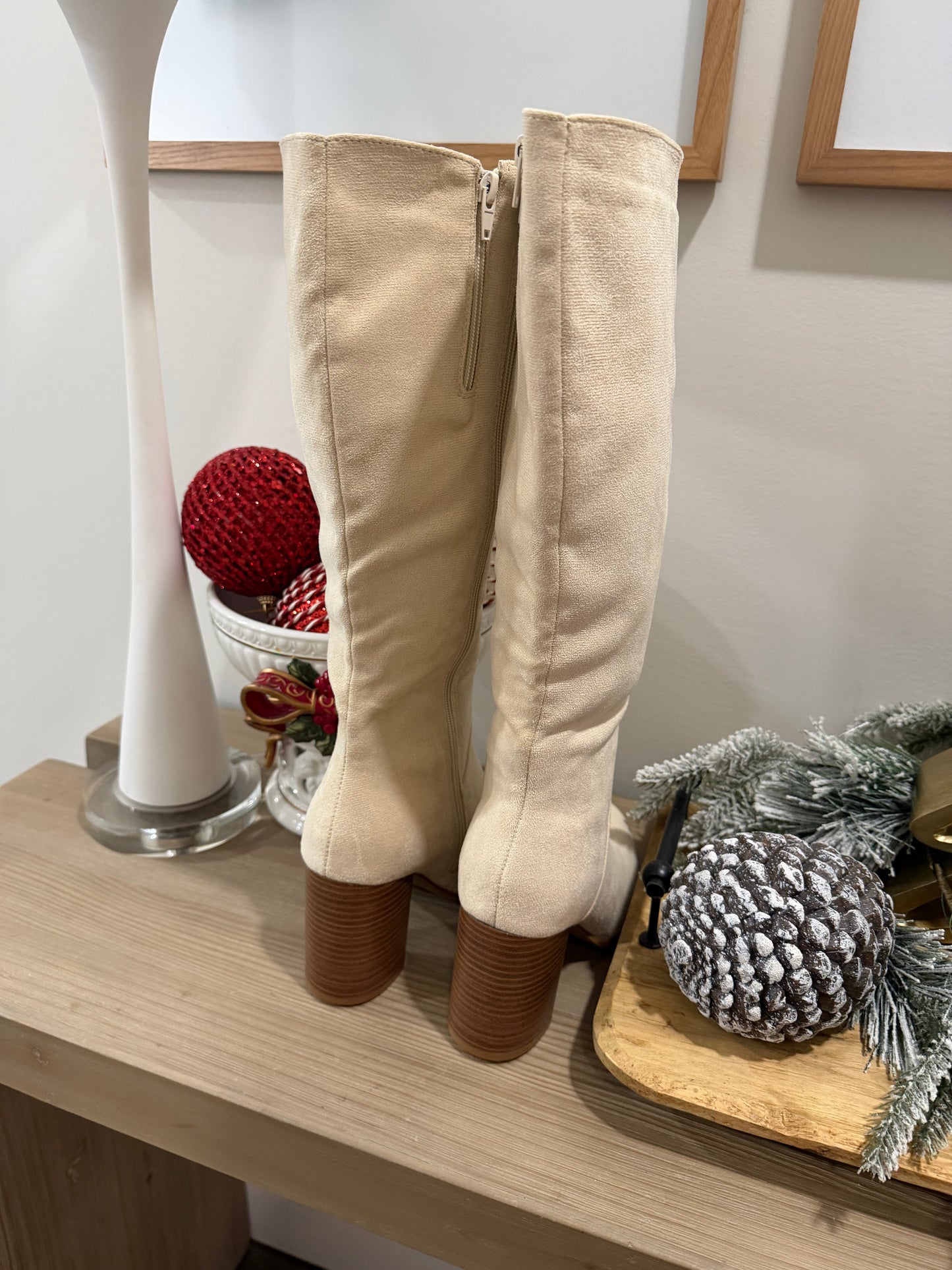 Suede Cream Boots
