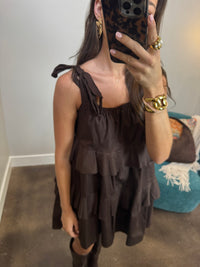 Mocha Ruffle Babydoll Dress