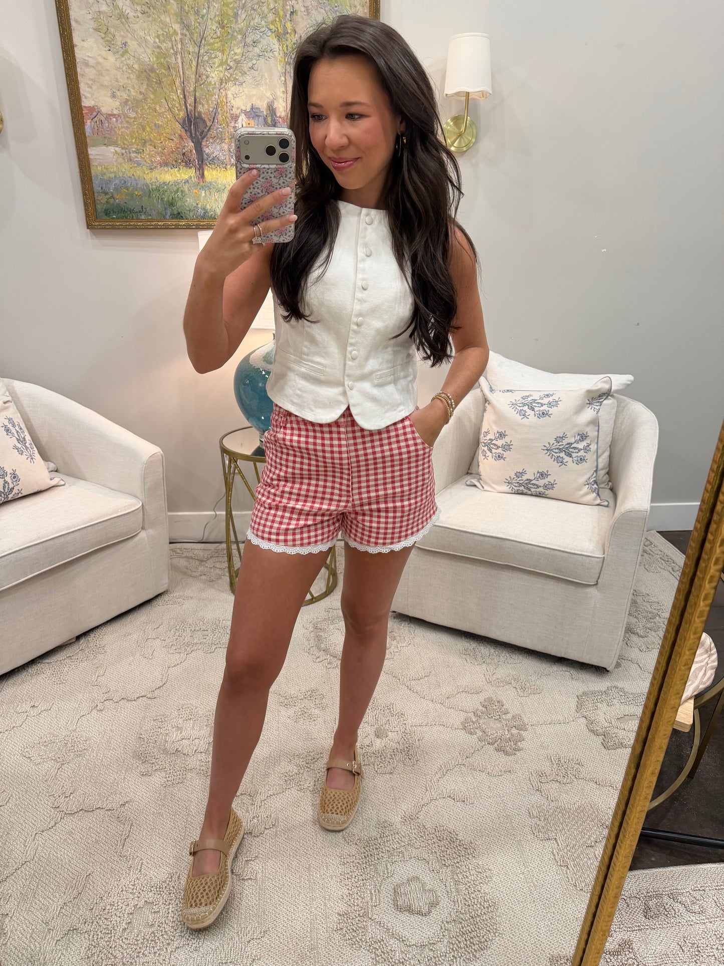 June Gingham Red Shorts