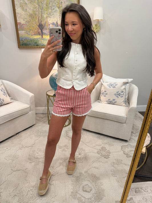 June Gingham Red Shorts