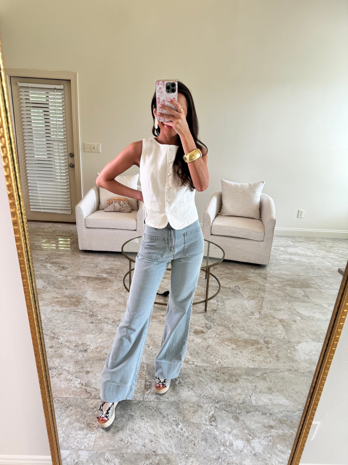 Denim White Top