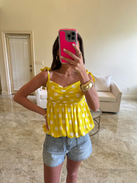 Yellow Bubble Polka Dot Top