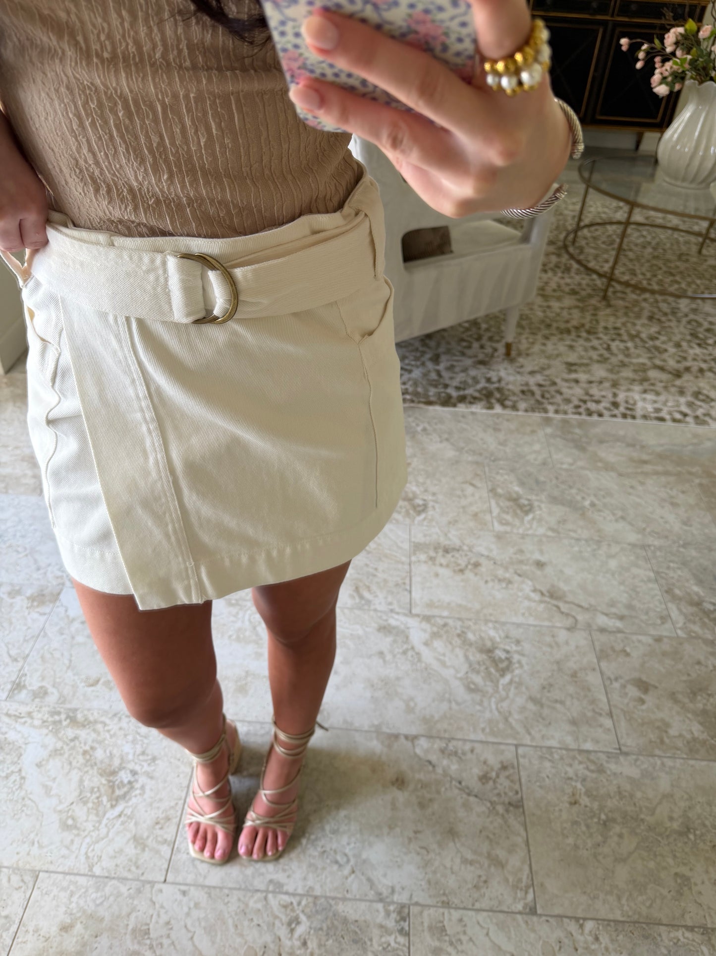 White Denim Skort