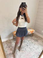 Blue Ribbed Bubble Skirt