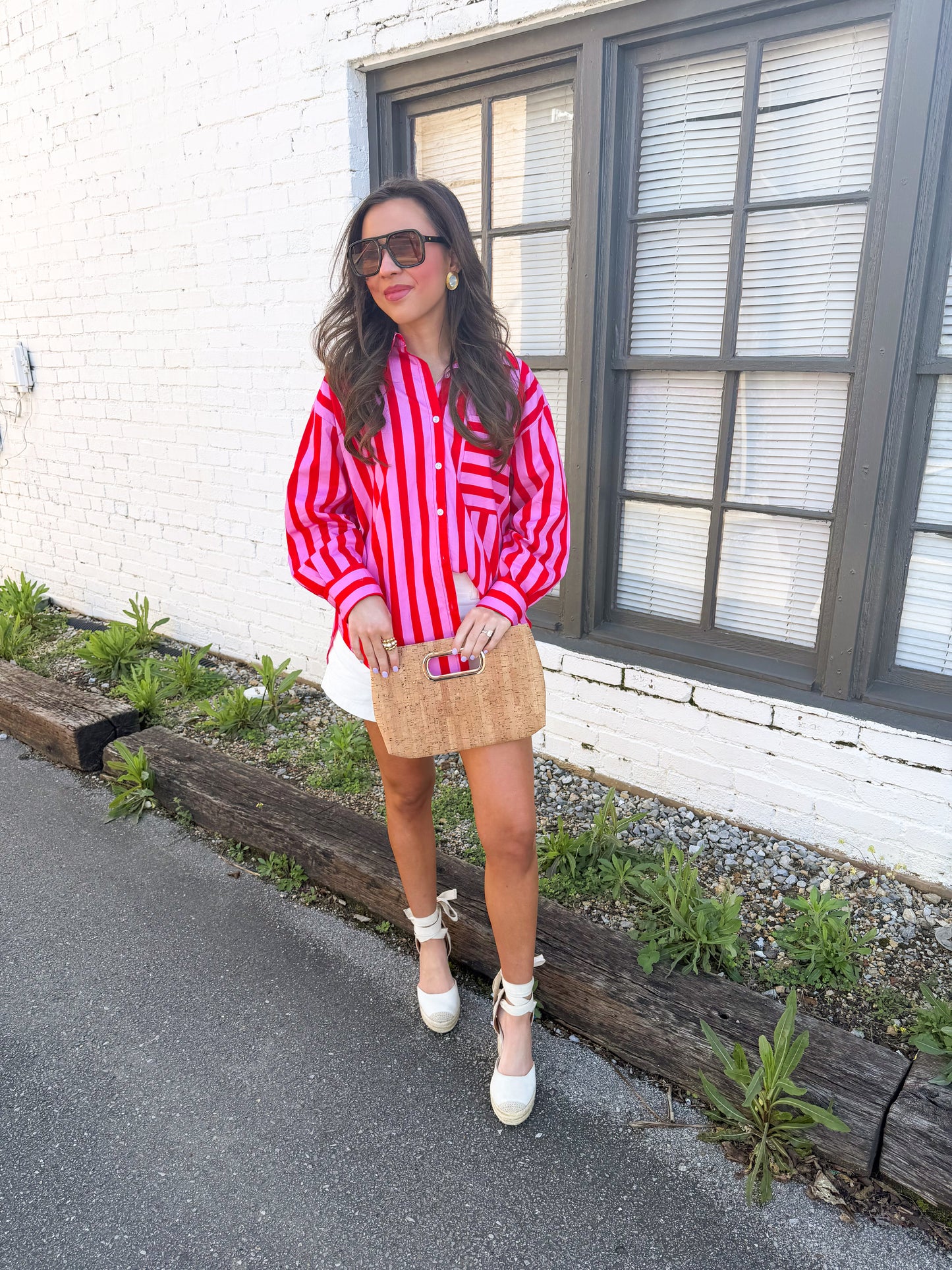 Liz Button Striped Top