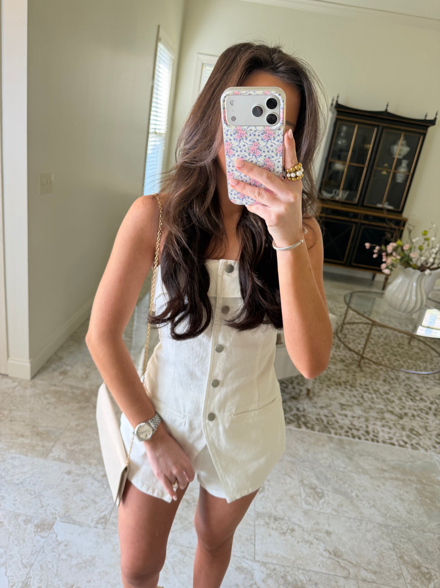 White Denim Romper