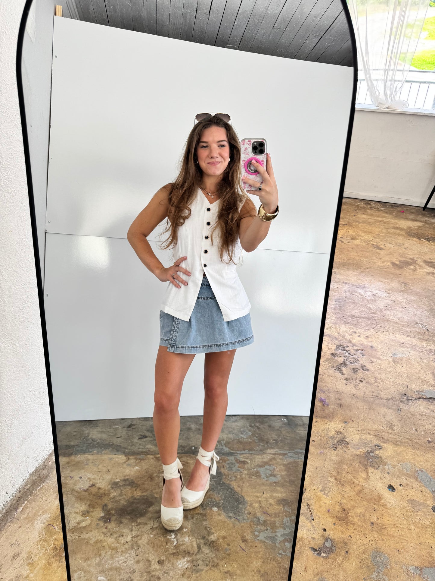 White Linen Vest