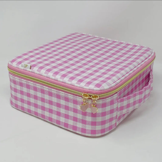 Pink Gingham Makeup Bag