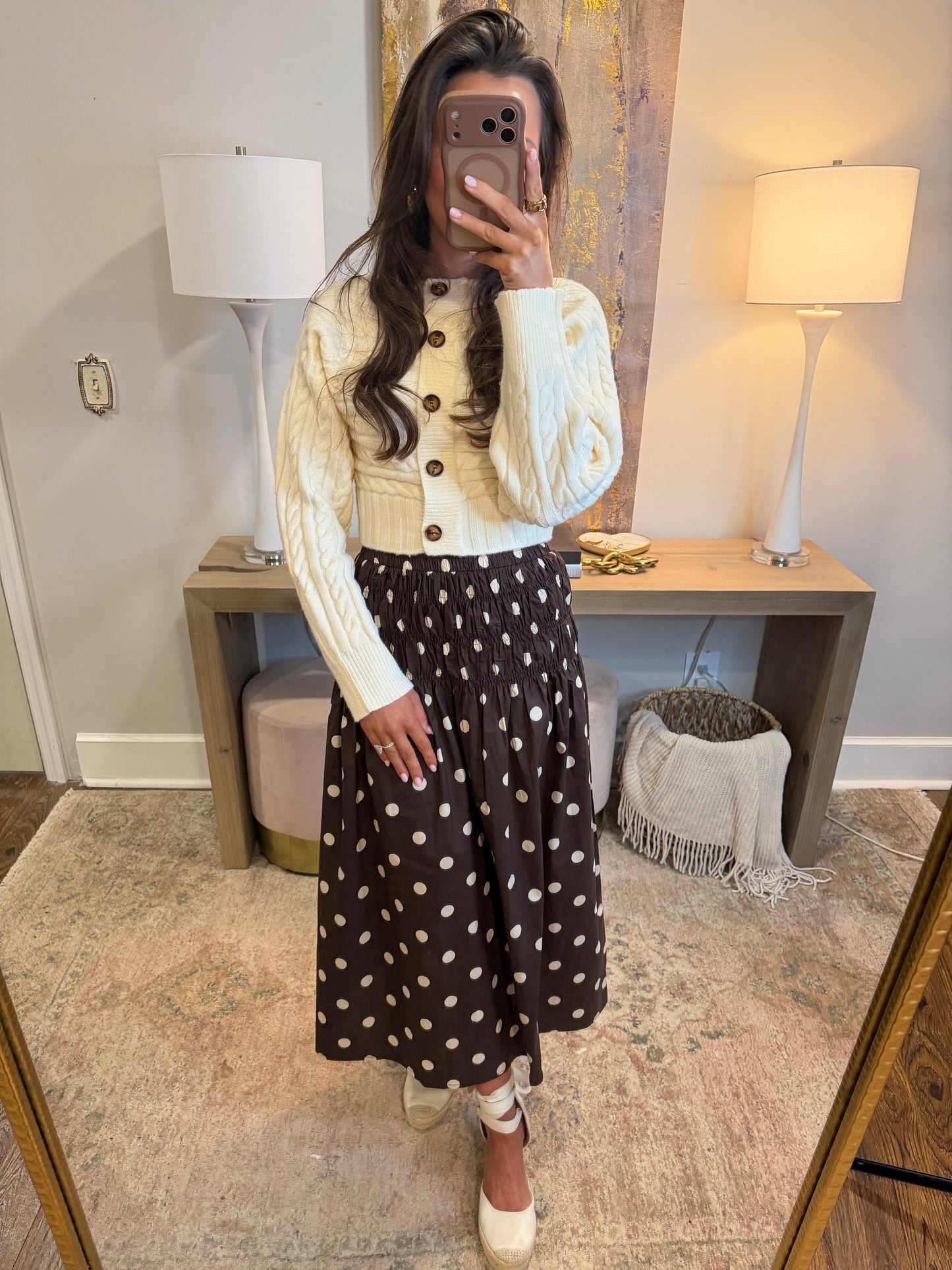 Mocha Polka Dot Skirt