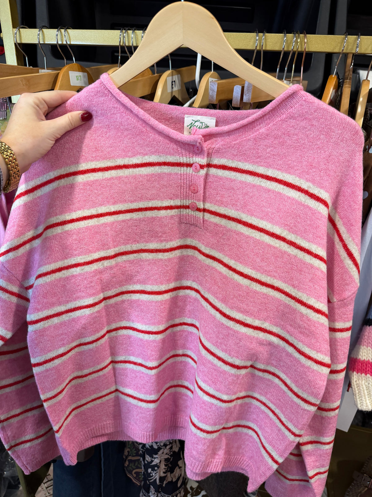 Pink striped Henley