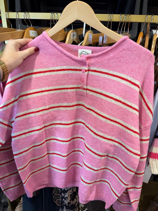 Pink striped Henley