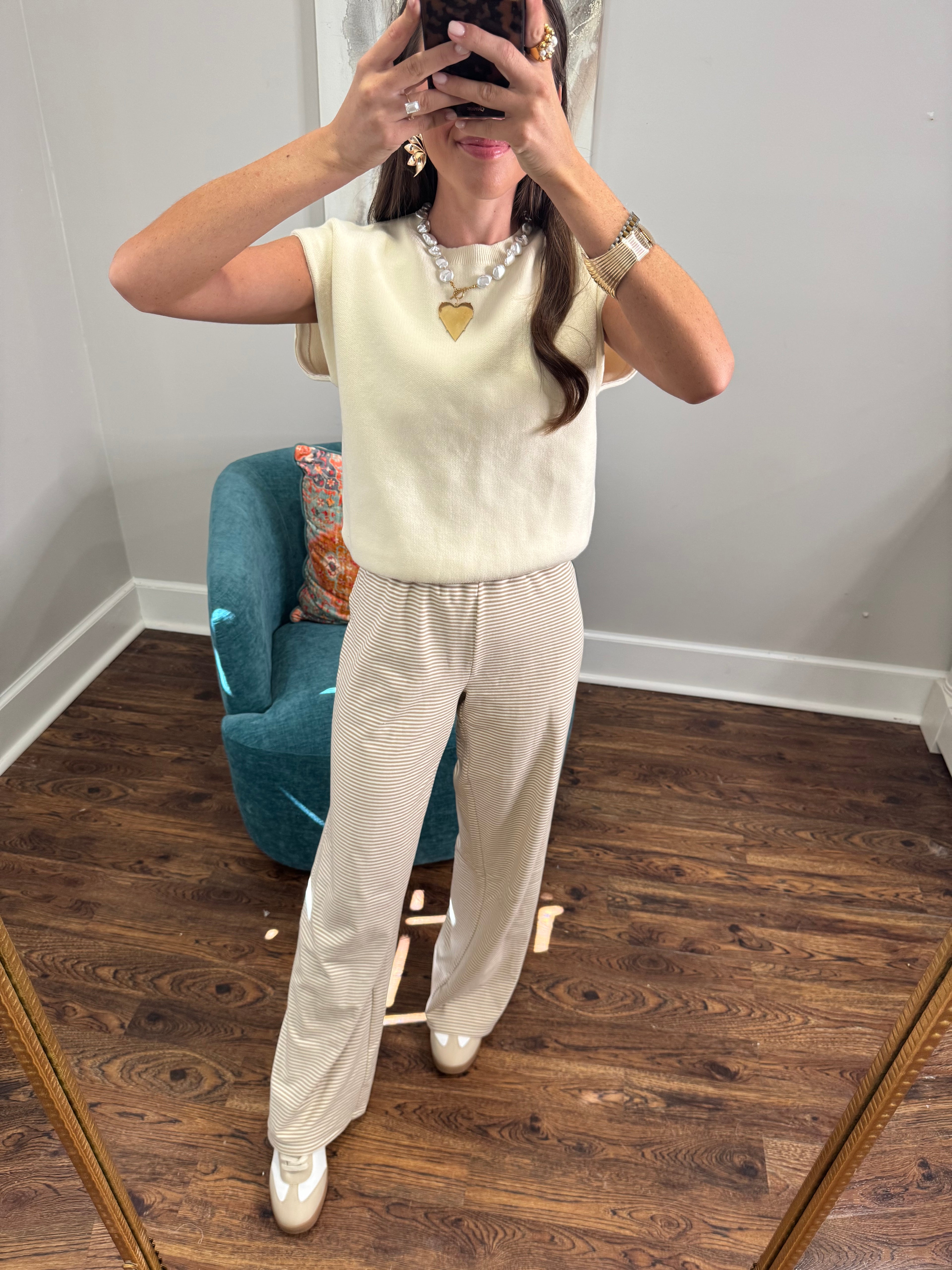 Tan Striped Lounge Pants