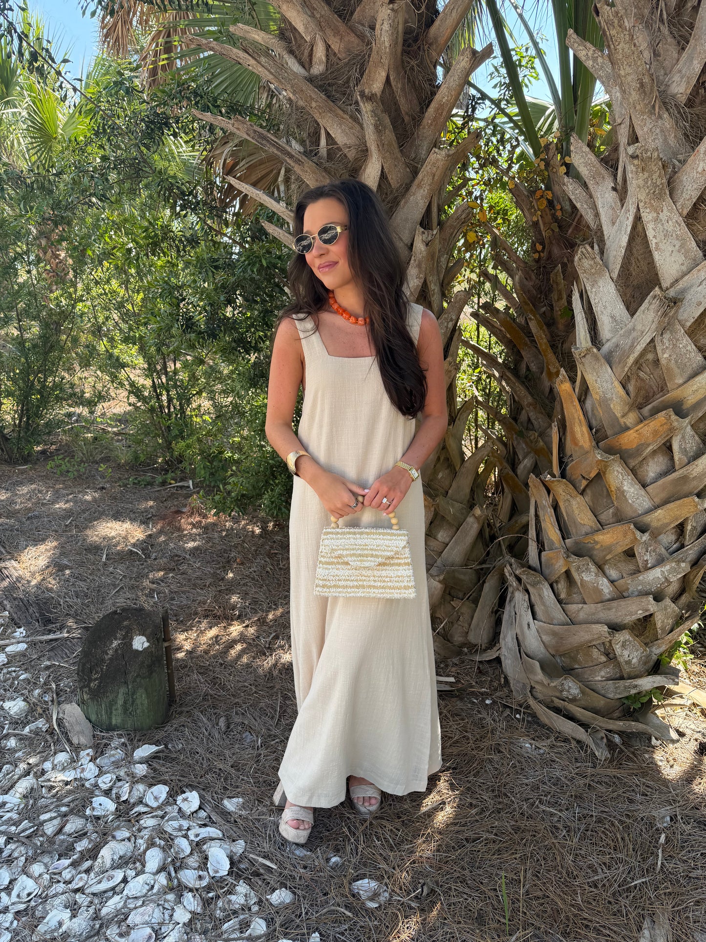 Tan Flowy Beach Dress