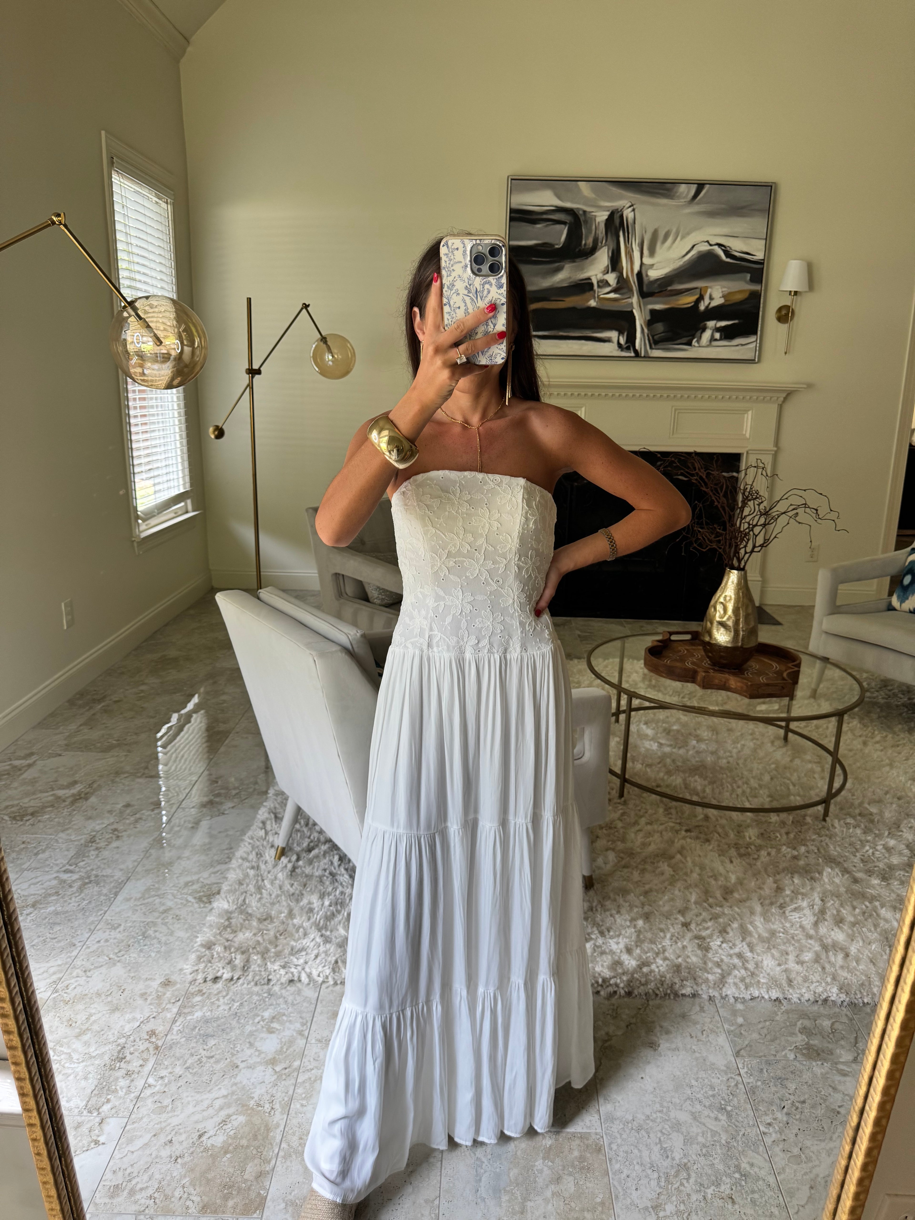 Susan Strapless White Maxi