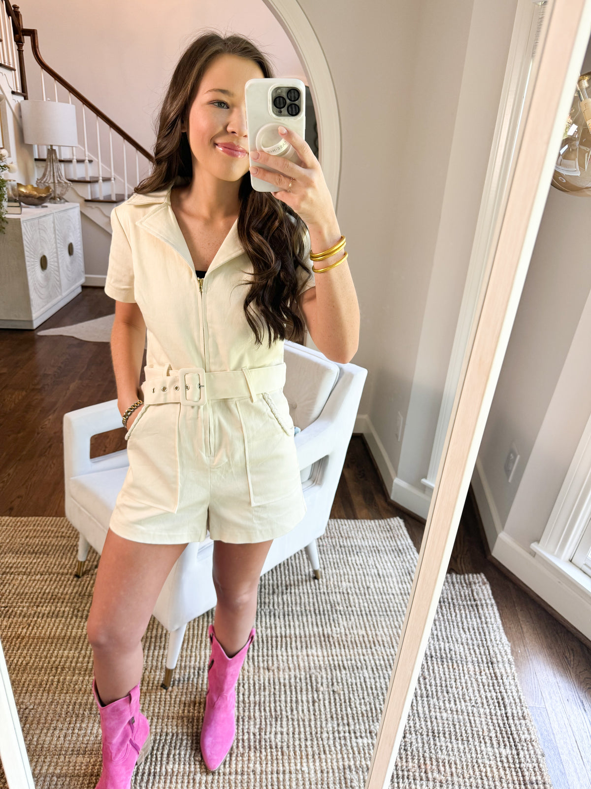 The White Denim Romper