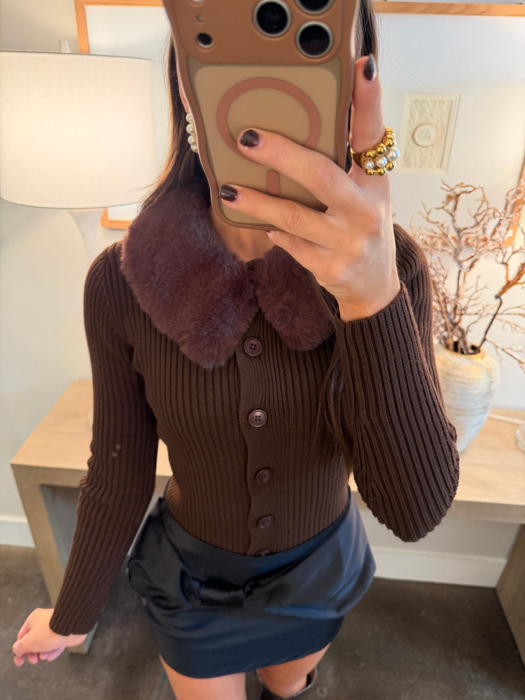 Marie Mocha Fur Top