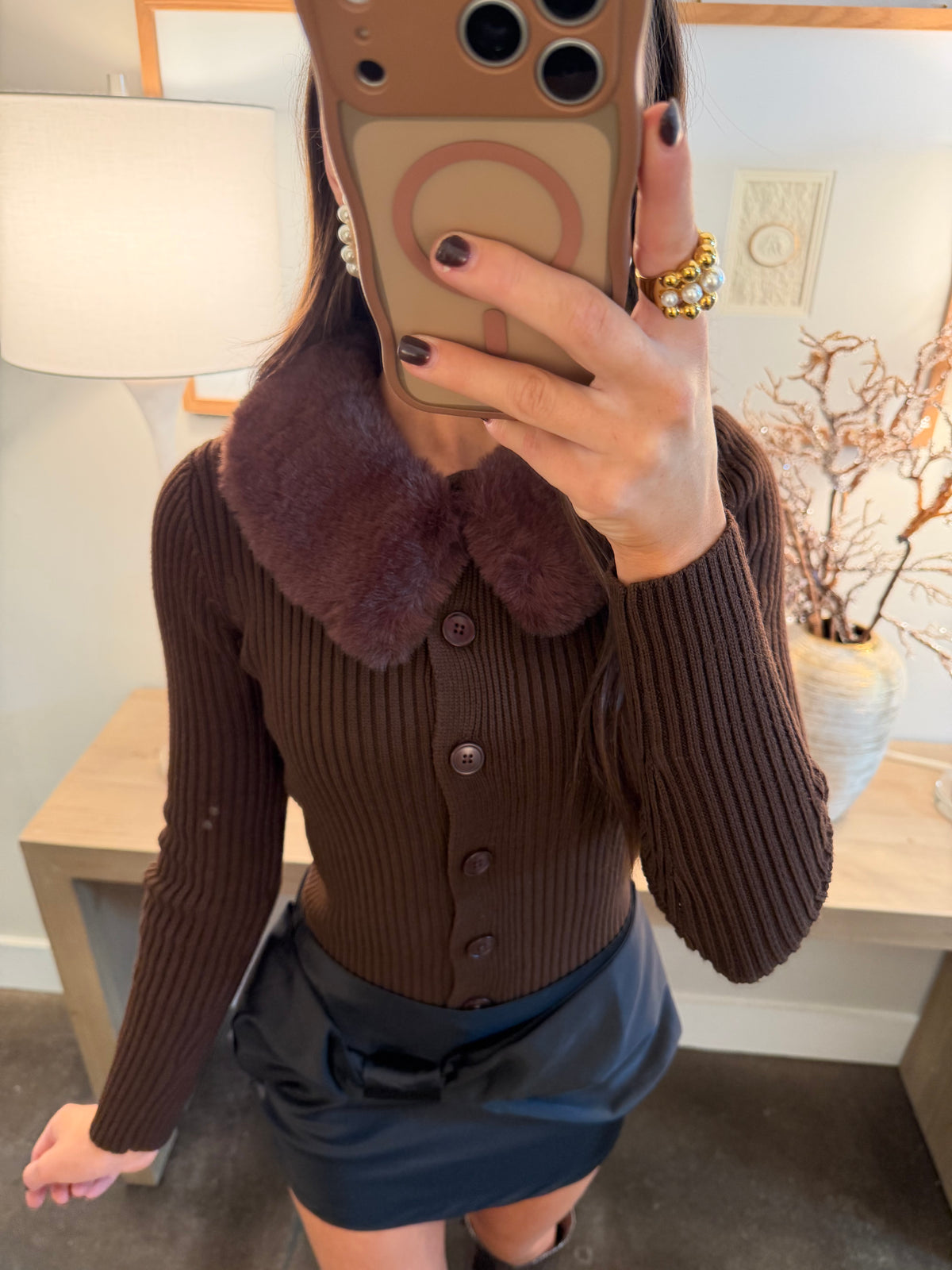 Marie Mocha Fur Top