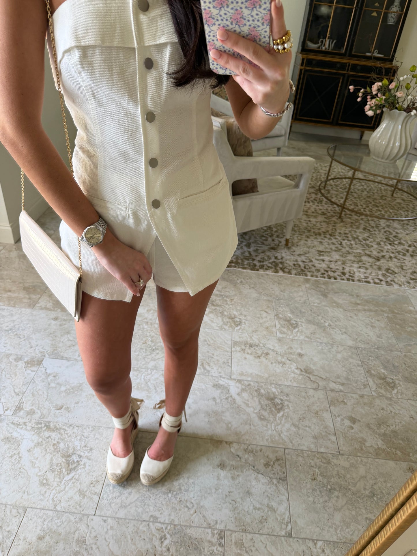 White Denim Romper