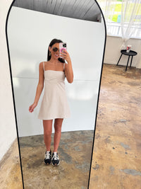 Beige Gingham Active Dress
