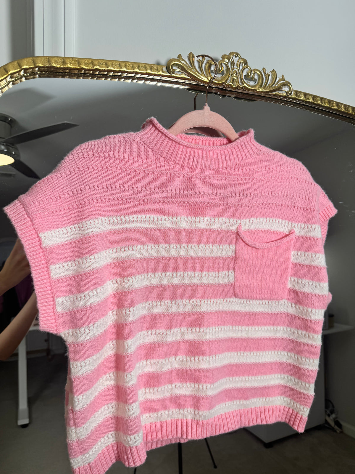 Pink Striped Sweater Top