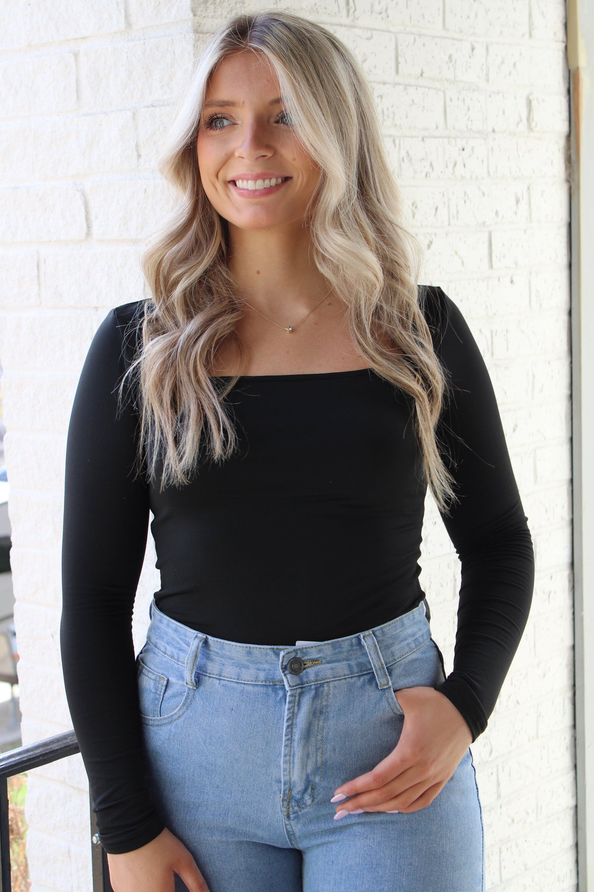 The Lilly Square Neck Black BodySuit